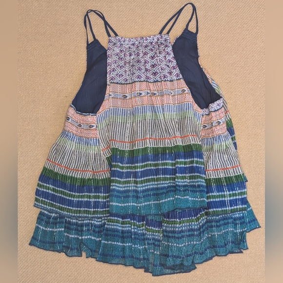 Anthropologie Maeve Betsy Shimmer Swing Tank Top Multicolor Metallic Details - Picture 7 of 9